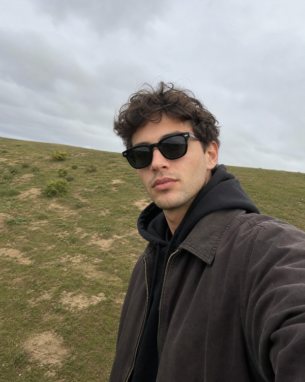 Customer wearing Obsidian eyewear